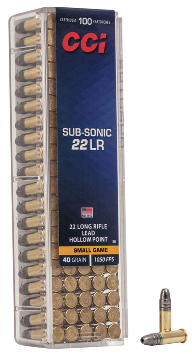 CCI 0056 Subsonic Small Game 22LR 40gr Lead Hollow Point 100 Per Box/50 Case