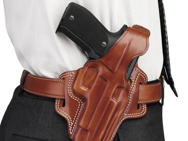 Galco FL104 Fletch  OWB Tan Leather Belt Slide Fits Ruger GP100 Fits S&W L Frame Right Hand