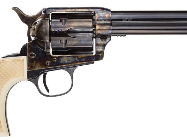 Taylors & Company 555127 Marshal  45 Colt (LC) Caliber with 5.50" Blued Finish Barrel, 6rd Capacity Blued Finish Cylinder, Color Case Hardened Finish Steel Frame & Checkered White Grip