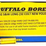 Buffalo Bore Ammunition 10A20 Personal Defense Strictly Business 32S&W Long 115gr Hard Cast Flat Nose 20 Per Box/12 Case