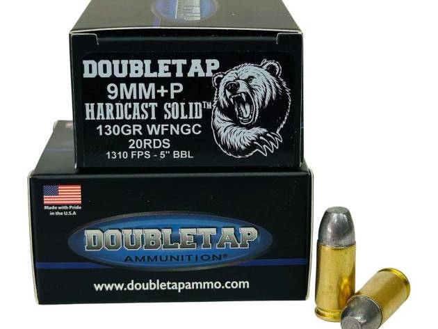 Double Tap Hardcast Solid Handgun Ammunition 9mm Luger(+P) 130gr HC 1310 fps 20/ct