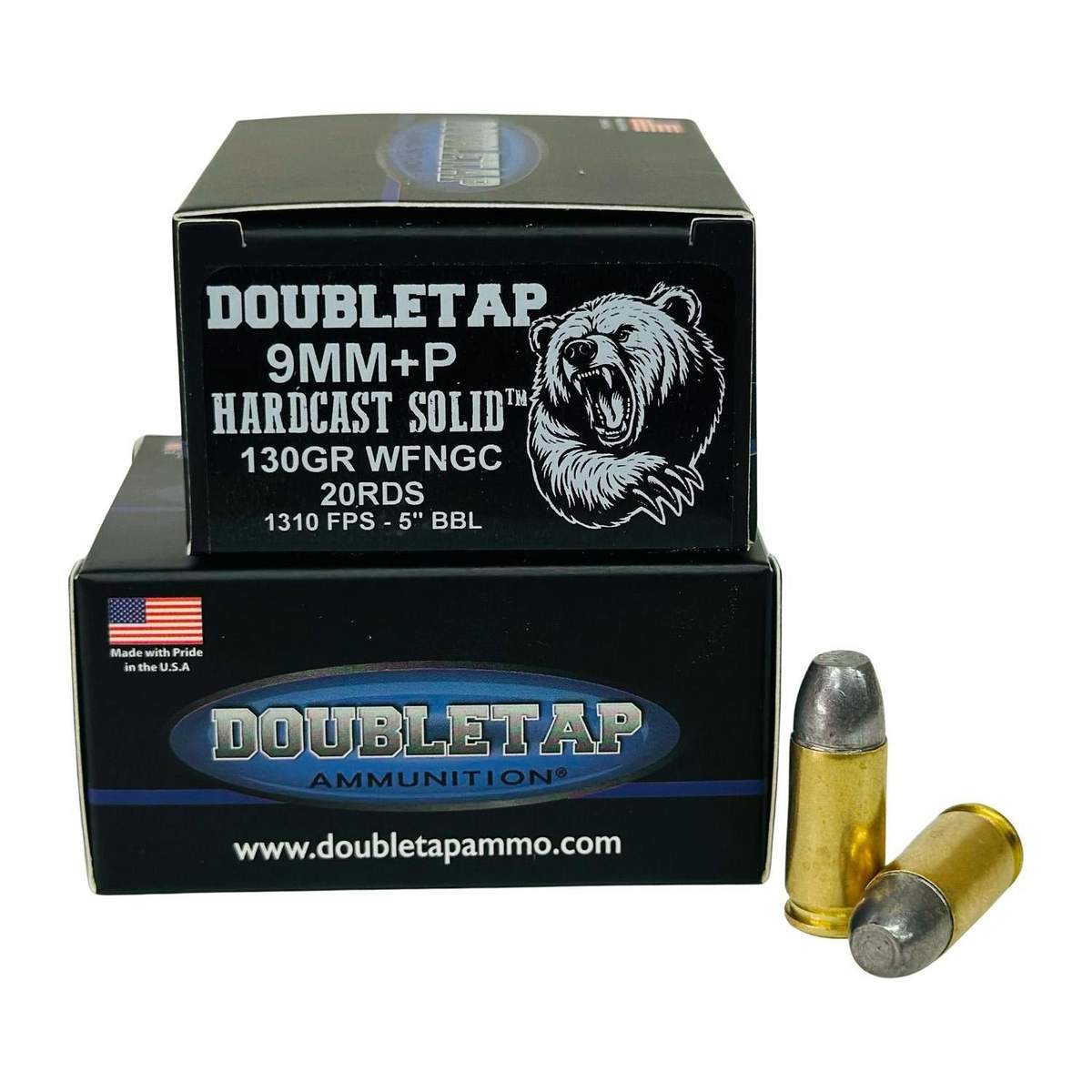 Double Tap Hardcast Solid Handgun Ammunition 9mm Luger(+P) 130gr HC 1310 fps 20/ct