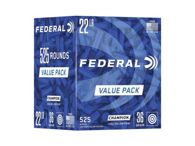 Federal Champion Training Rimfire Ammunition .22 LR 36gr HP 1260 fps 525/ct Value Pack