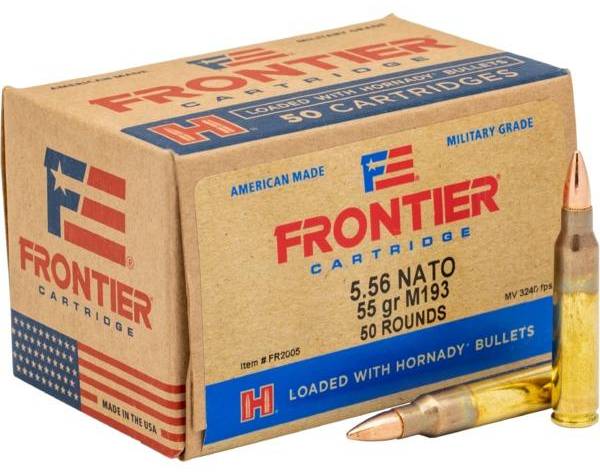 Hornady Frontier Rifle Ammunition XM193 5.56X45 NATO 55 gr FMJ 3240 fps 50/ct