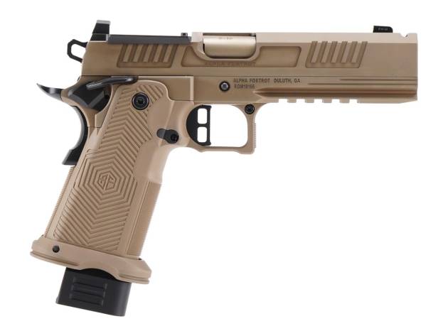 Alpha Foxtrot AF1911-Romulus MOS Adapter Handgun 9mm Luger 17(1) & 20rd(1) Magazines 5" Comp Bull Barrel FDE